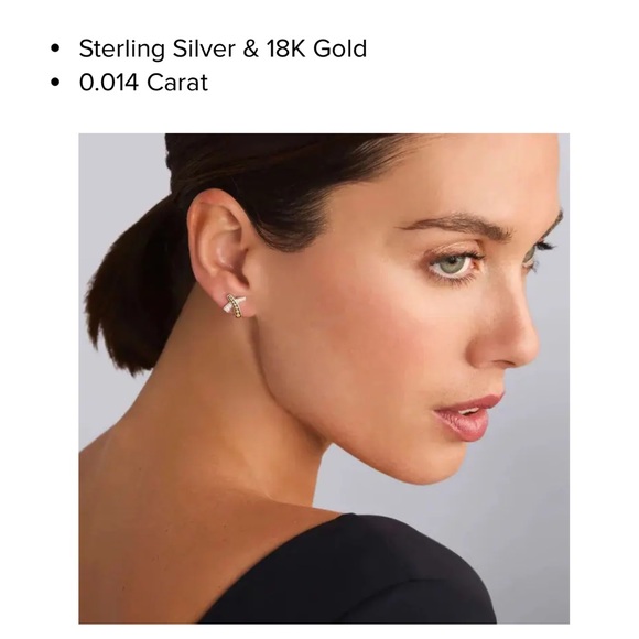 LAGOS 18k Gold, Silver & Diamond X Graffiti Stud Earrings - Picture 3 of 3